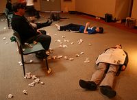 David Beattie and Mark McCluski experience unseen dance at the Richmondtown Library