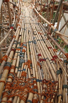 The entire installation is made of 5,000 pieces of bamboo, roped together with 50 miles of nylon rope.