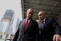 Mayor Michael Bloomberg and Police Commissioner Ray Kelly at Ground Zero the day after the capture of Osama bin Laden