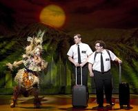 From left, Rema Webb, Andrew Rannells and Josh Gad perform in 'The Book of Mormon' at the Eugene O'Neill Theatre in New York.
