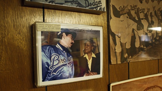 Brooklyn borough historian Ron Schweiger with Jackie Robinson's wife