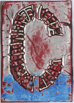 Mark Bradford, another artist who likes to work with canvases in a sculptural fashion, shows his alphabet works at the Studio Museum in Harlem. Above, 'Untitled (C),' from 2010.