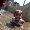 Cairo Rosa, 5, visiting the park near the Hudson River to cool off on a sweltering day in June, summer, heat, hot