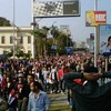 The scene in Cairo on Tuesday, January 25 as thousands of protesters took to the streets