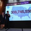 U.S. Census Bureau Director Robert Groves, Acting Deputy Secretary of Commerce Rebecca Blank, and U.S. Secretary of Commerce Gary Locke announce the first results of the 2010 Census during a press con