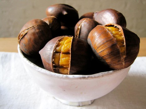 Chaplin recommends covering the chestnuts after taking them out of the oven.  
