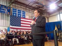 Chris Christie at a town hall meeting in New Jersey