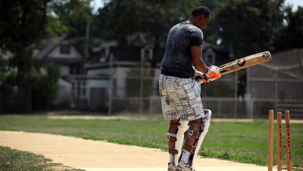 A batsman on the pitch.