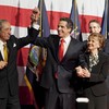 New York Governor-elect Andrew Cuomo celebrates with his father former New York Governor Mario Cuomo and mother Matilda Cuomo at the Sheraton New York on election night
