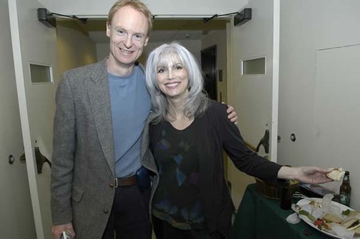 John Schaefer with singer-songwriter Emmylou Harris at Carnegie Hall in 2006