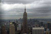 The Empire State Building is viewed from the observation deck at Rockefeller Center on August 24, 2010