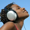 girl listeneing to headphones