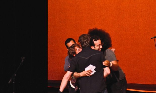 Group hug: Jad Abumrad, Buke & Gass, Glenn Kotche, and Reggie Watts