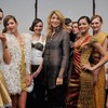 Designer Gulnara Karimova backstage with models ahead of her show on Day 3 of the Mercedes-Benz Fashion Week Russia Fall/Winter 2011/2012 at the Congress Hall on April 2, 2011.