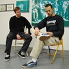 Brooklyn artist David Pierce (L) and his high school buddy Justin Wilkens (R). Wilkens served two deployments in Iraq.
