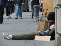 homeless man sleeping on nyc streets
