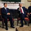 U.S. President Barack Obama and Chinese President Hu Jintao meet in the Oval Office with interpreters at the White House January 19, 2011 in Washington, DC.