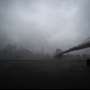 Manhattan and the Brooklyn Bridge are hit by Hurricane Irene, in New York, on August 28, 2011.