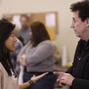 Kushner talks to actress Hettienne Park during rehearsals of <I>The Intelligent Homosexual's Guide to Capitalism and Socialism with a Key to the Scriptures.</I> The play opens March 22.