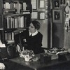 The author James Joyce photographed with Sylvia Beach and Adrienne Monnier at Shakespeare & Co. in Paris in 1920.