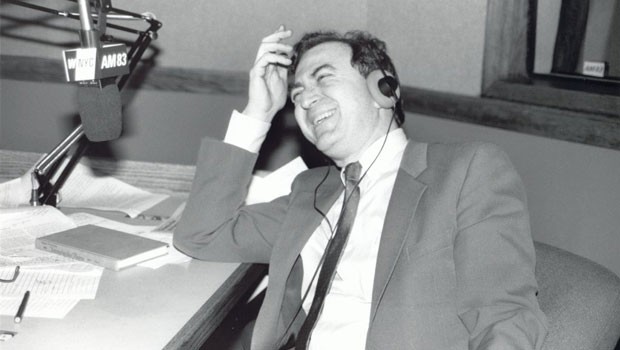 Leonard laughing in the studio. (1985)