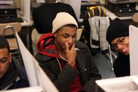 Mickel John at his credit recovery computer class at Chelsea Career and Technical Education High School