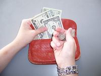 hand, wallet and lots of money