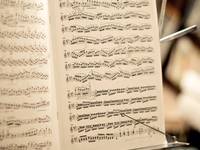 music stand with score notes