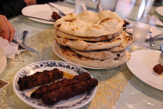 Bread and kebabs at Kabab King.