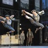 Aaron J. Albano (L) and Jess LeProtto (R) with the cast of 'Newsies.' 