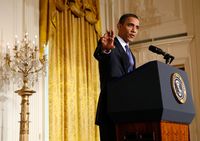 U.S. President Barack Obama speaks during a news conference at the East Room of the White House May 27, 2010 in Washington, DC. 