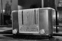 old radio in black and white