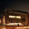 A rendering of the new Original Music Workshop studio and performance space by night.