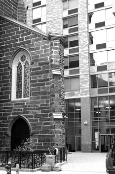 The shell of St. Ann’s Shrine Armenian Catholic Cathedral/originally 12th Street Baptist Church, 120 E. 12th St., bet, Third and Fourth Aves. Ca. 1847.