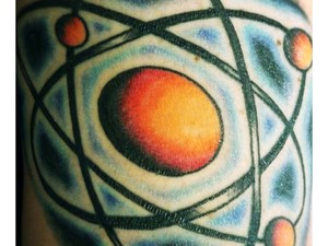 A traditional model of an atom.