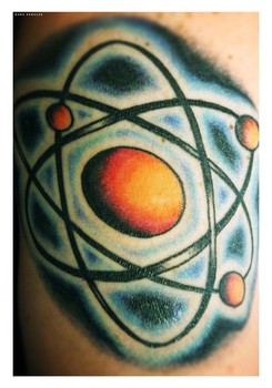 A traditional model of an atom.