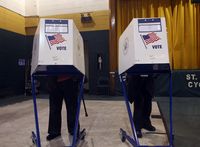 Mid-term election day 2010 voting at St. Cecelia polling station in Williamsburg, Brooklyn