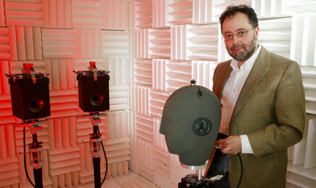 Edgar Choueiri in the anechoic chamber of his 3D Audio and Applied Acoustics lab