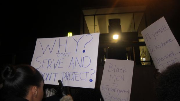 Protesters marched from Graham's home to the 47th precinct.