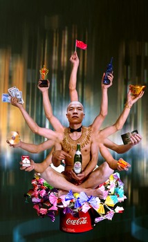 Wang Qingsong, Requesting Buddha No. 1, 1999.