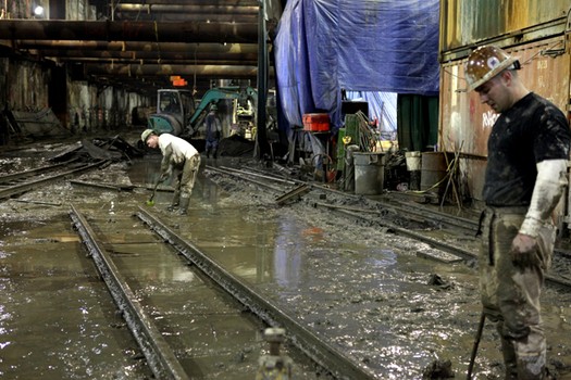 Sandhogs working on the 2nd Ave. subway tunnel.