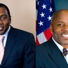 Senate candidates Basil Smikle (L) and State Sen. Bill Perkins (R)