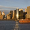 A view of the Staten Island Ferry as it crosses the New York Harbor.