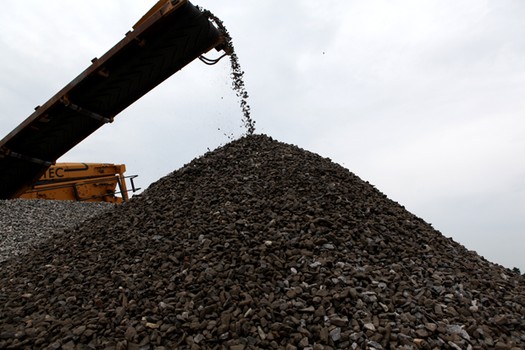Rocks from 2nd Ave. subway being processes at Armored Recycling.