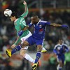 Mexico's striker Guillermo Franco (L) challenges France's defender William Gallas during the 2010 World Cup group A first round football match between Mexico and France on June 17, 2010