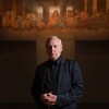 Artist Peter Greenaway in front of his multimedia installation 