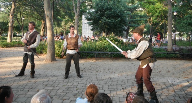 A little swordplay gets big laughs. 50 percent of audience members have been to productions by New York Classical Theater before, according to director Stephen Burdman.