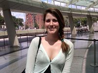 Megan Whoolery at the city's teacher recruitment fair in the Brooklyn Museum.