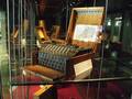 Enigma machines on display in Block B at Bletchley Park National Codes Centre