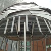 The beginnings of a replica of a yellow jacket nest on the Ross Terrace the American Museum of Natural History.